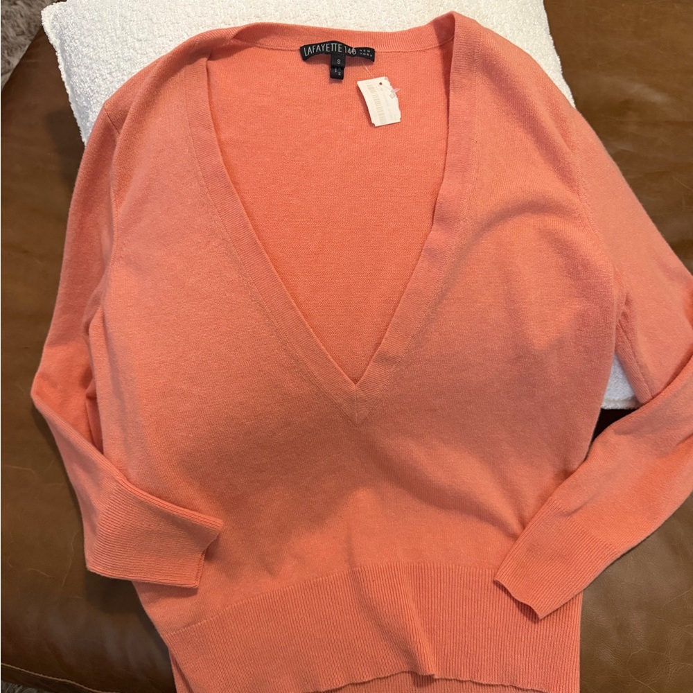 Lafayette 148 New York Women's V-Neck Sweater - Peach